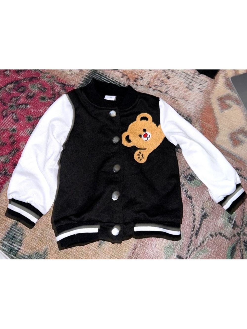 Teddy Bear puffer varsity toddler campus fashion jacket